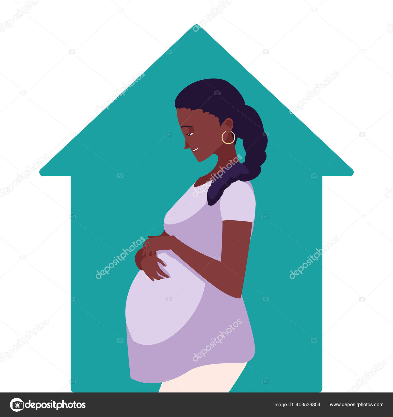 Black pregnant woman cartoon in house vector design Stock Vector Image by  ©djv #403539804