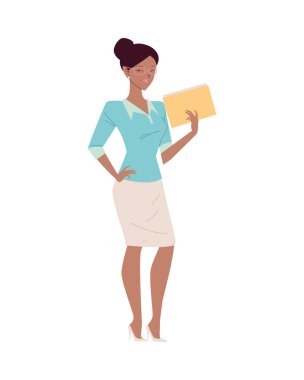 Dosya vektör tasarımlı iş kadını karikatürü