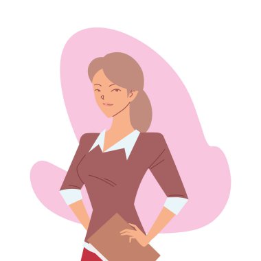 Dosya vektör tasarımlı iş kadını karikatürü