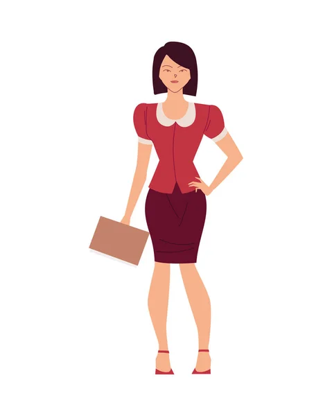 Business woman cartoon with file vector design — стоковый вектор