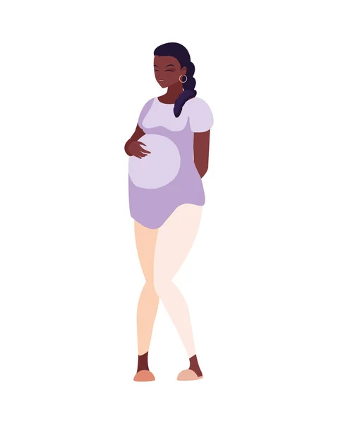 Zwart zwanger vrouw cartoon vector ontwerp — Stockvector