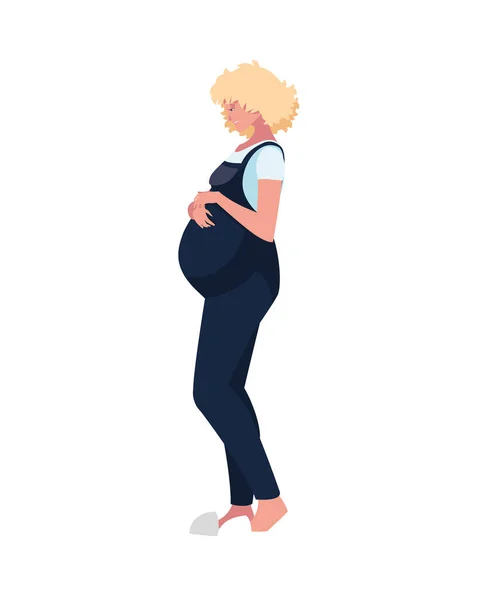Blond femme enceinte dessin animé vecteur design — Image vectorielle