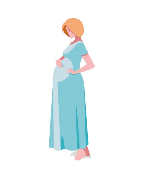 Blond pregnant woman cartoon vector design — Stock Vector