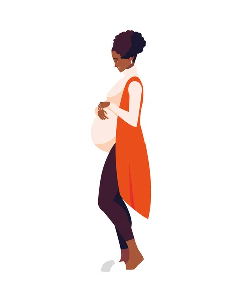 Schwarze schwangere Frau Cartoon-Vektor-Design — Stockvektor