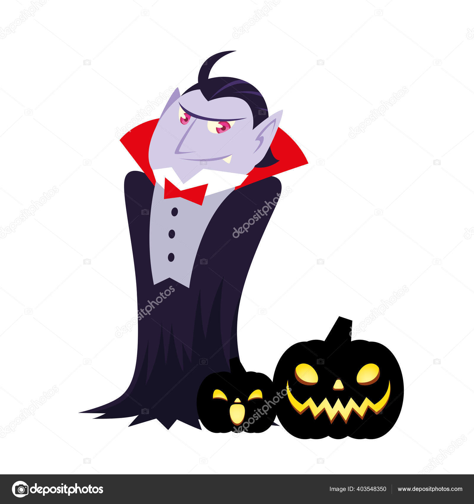 Halloween Vampire Cartoon With Pumkins Vector Design Vector Image By C Djv Vector Stock