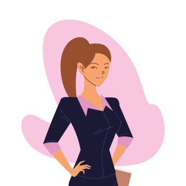 Dosya vektör tasarımlı iş kadını karikatürü