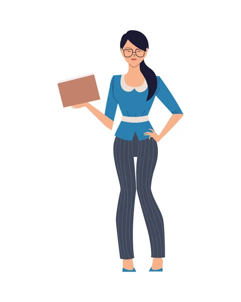 Business woman cartoon with file vector design — стоковый вектор