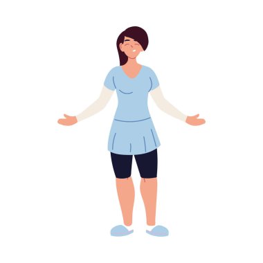 siyah saçlı kadın çizgi film vektör tasarımı