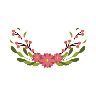 Yapraklı pembe çiçekler vektör tasarımı