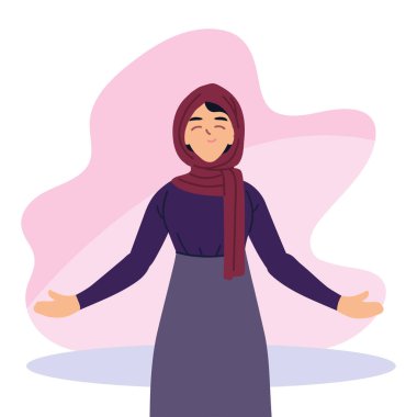 Müslüman kadın çizgi film vektör tasarımı