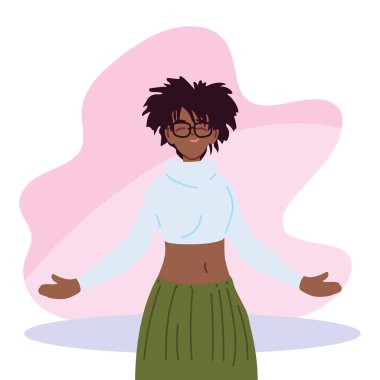 siyah kadın çizgi film vektör tasarımı