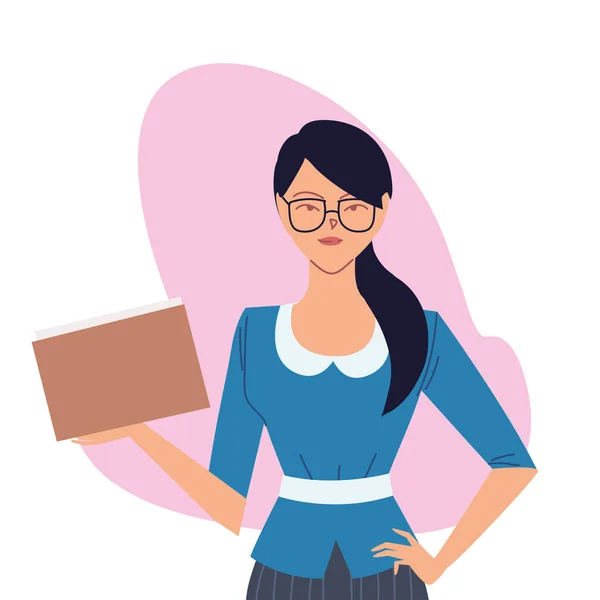 Business woman cartoon with file vector design — стоковый вектор