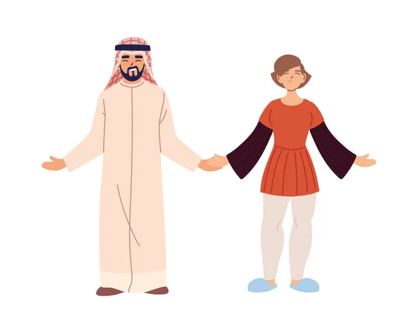 Arabish man and woman cartoons vector design — Stock Vector