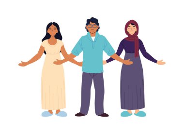 Hintli Müslüman kadın ve erkek karikatür tasarımı