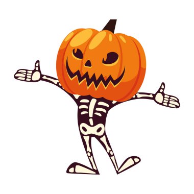 Kabak maskesi vektör tasarımlı Cadılar Bayramı kafatası karikatürü