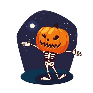 Kabak maskesi vektör tasarımlı Cadılar Bayramı kafatası karikatürü