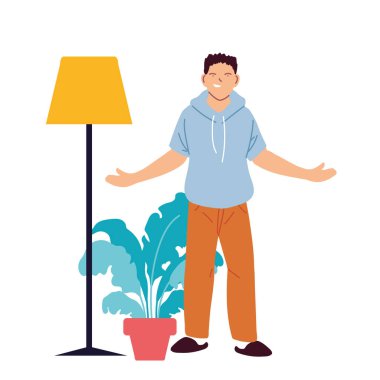 Lamba ve bitki vektör tasarımlı insan karikatürü