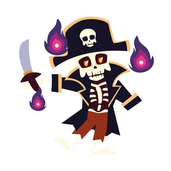 Halloween crâne pirate dessin animé vecteur design — Image vectorielle