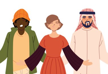 Kadın siyah ve Arap erkek karikatür vektör tasarımı