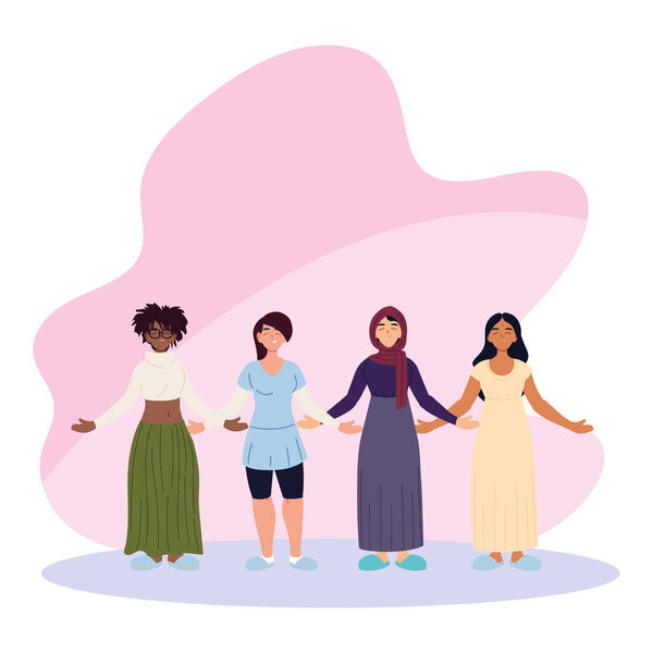 черные мусульманки и индианки рисуют векторные рисунки