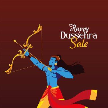 ok ve yay vektör tasarımlı Lord Ram çizgi filmi