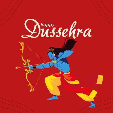 ok ve yay vektör tasarımlı Lord Ram çizgi filmi