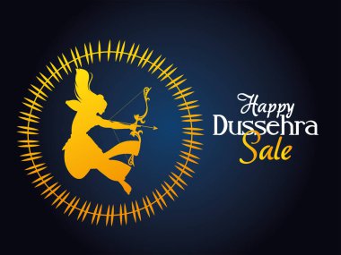 Çizgili daire tasarımı önünde ok ve yay ile altın silueti olan Lord Ram