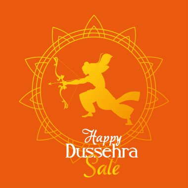 Mandala vektör tasarımında ok ve yay ile Lord Ram altın silueti