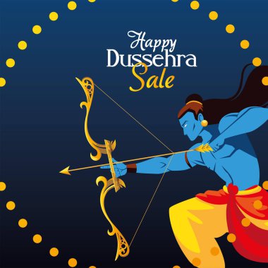 ok ve yay vektör tasarımlı Lord Ram çizgi filmi