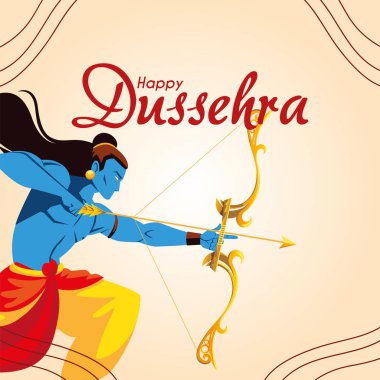 ok ve yay vektör tasarımlı Lord Ram çizgi filmi