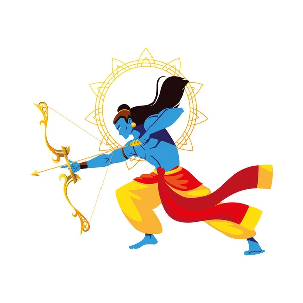 Seigneur Bélier dessin animé avec arc et flèche avec mandala vecteur design — Image vectorielle