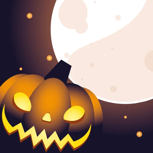 Halloween dynia kreskówka przed wektorem projektu księżyca — Wektor stockowy