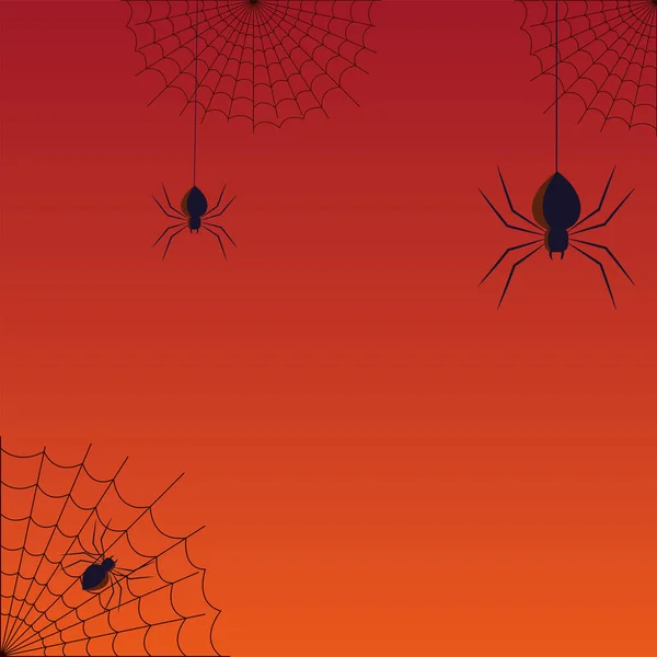 Cadılar Bayramı örümcekleri ve örümcek ağları vektör tasarımı — Stok Vektör