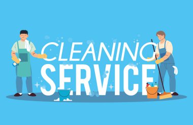 Temizlik servisinde çalışan gençler