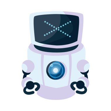 Mavi x vektör tasarımlı beyaz robot çizgi film