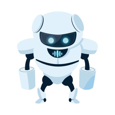 Yüz vektör tasarımlı beyaz robot çizgi filmi