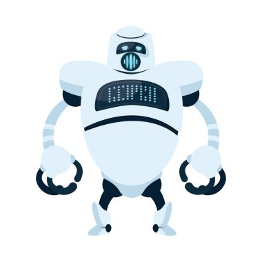 Yüz vektör tasarımlı beyaz robot çizgi filmi