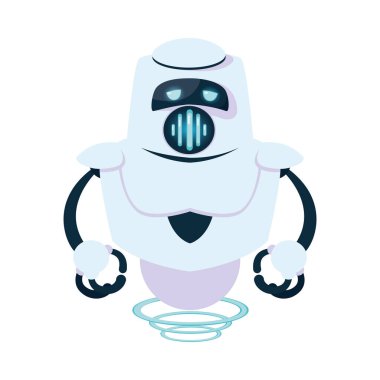 Yüz vektör tasarımlı beyaz robot çizgi filmi