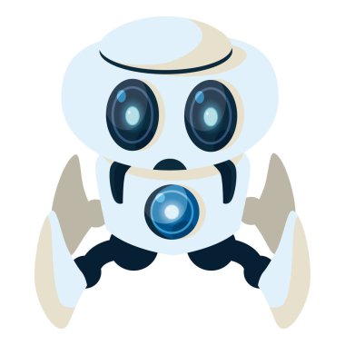 Yüz vektör tasarımlı beyaz robot çizgi filmi