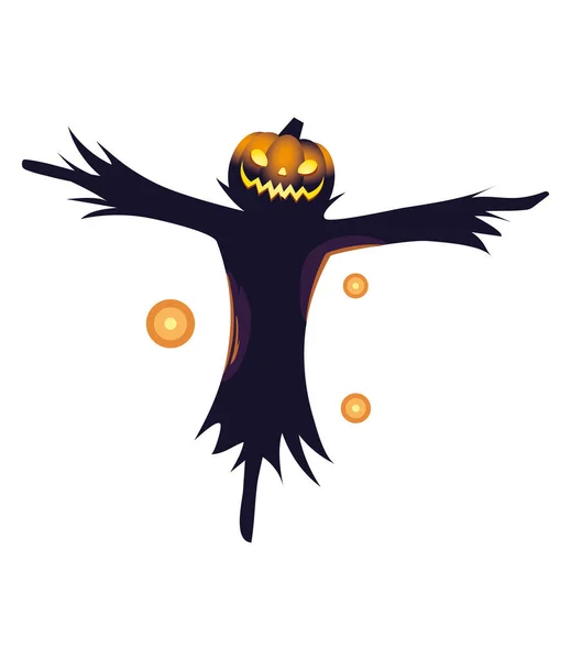 Halloween abóbora espantalho desenho animado vetor design — Vetor de Stock