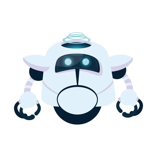 Dibujos animados robot blanco con diseño de vectores faciales — Vector de stock