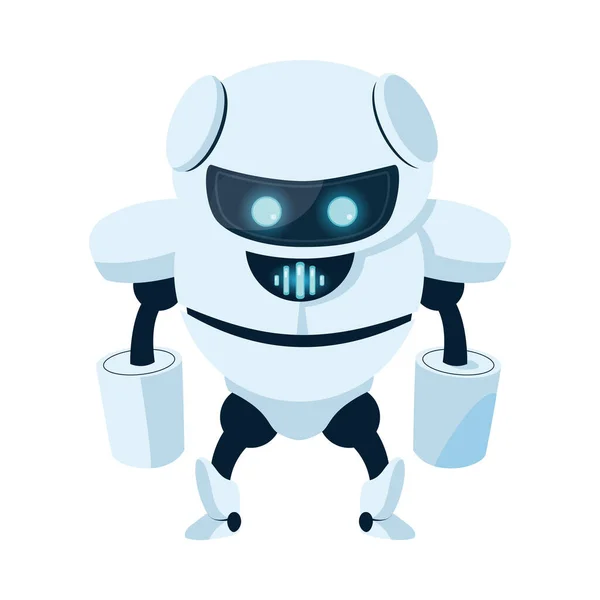Dessin animé robot blanc avec dessin vectoriel visage — Image vectorielle