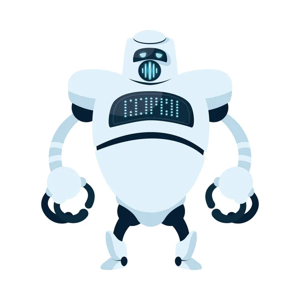 Desenho animado robô branco com design de vetor de rosto — Vetor de Stock