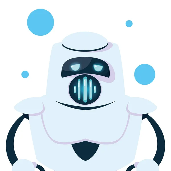 Dibujos animados robot blanco con círculos azules diseño de vectores — Vector de stock