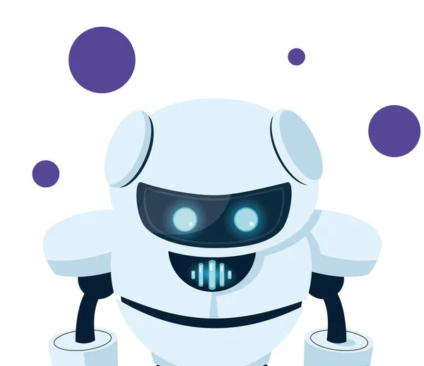 Witte robot cartoon met blauwe cirkels vector ontwerp — Stockvector