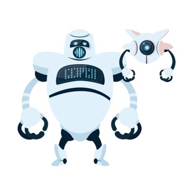 Beyaz robotlar çizgi film vektör tasarımı