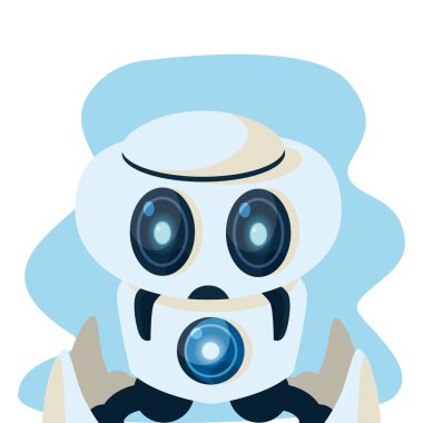 İzole edilmiş beyaz robot çizgi film vektör tasarımı