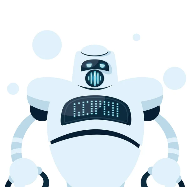 Dibujos animados robot blanco con círculos azules diseño de vectores — Vector de stock