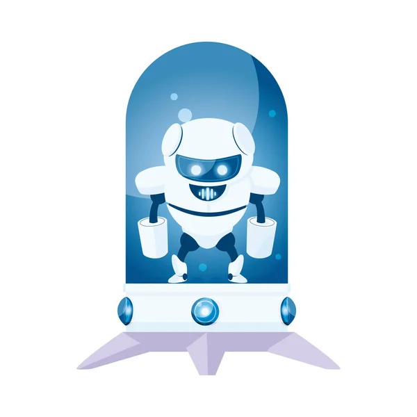 Dessin animé robot blanc en verre sphère vectorielle design — Image vectorielle