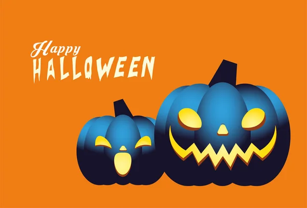 Halloween citrouilles bleu dessin animé vectoriel — Image vectorielle